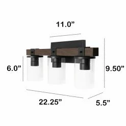 Budget 😍 Farmhouse / Cottage Lalia Home Farmhouse Rustic Wood Look 3 Light Bath Vanity 😍 -Vaxcel Shop detail2ALLT369