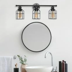Best Pirce 🤩 Farmhouse / Cottage Lalia Home 3 Light Industrial Wired Vanity Light ✨ -Vaxcel Shop detail4ALLT370