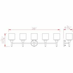 Best Pirce 👏 Transitional Design House Aubrey 5 Light LED Bathroom Vanity Light 😉 -Vaxcel Shop detail7DHIC790