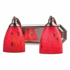 Top 10 🛒 Transitional Elk Lighting Bath And Spa 570-2 Bathroom Vanity Light With Fire Red Glass 👍 -Vaxcel Shop detailELI7854