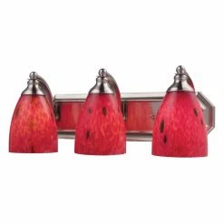 Outlet 🔔 Transitional Elk Lighting Bath And Spa 570-3 Bathroom Vanity Light With Fire Red Glass ❤️ -Vaxcel Shop detailELI7875