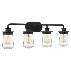 Cheap 🥰 Industrial Quoizel Lewiston 4 Light Bathroom Vanity Light 👍 -Vaxcel Shop detailQUO3671