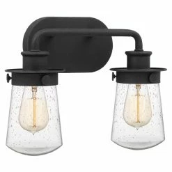 New ⭐ Industrial Quoizel Lewiston 2 Light Bathroom Vanity Light 💯 -Vaxcel Shop detailQUO3674