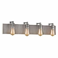 New 👍 Industrial Elk Lighting Corrugated Steel 15923/4 4 Light Bathroom Vanity Light 🎁
