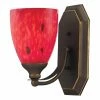 Coupon 🔥 Transitional Elk Lighting Bath And Spa 570-1 Bathroom Vanity Light With Fire Red Glass 🛒 -Vaxcel Shop masterELI7833