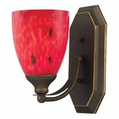 Coupon 🔥 Transitional Elk Lighting Bath And Spa 570-1 Bathroom Vanity Light With Fire Red Glass 🛒