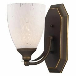 Promo ⌛ Bathroom Sconces Elk Lighting Bath And Spa 570-1 Bathroom Vanity Light With Snow White Glass 🛒