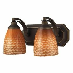 Outlet 🛒 Transitional Elk Lighting Bath And Spa 570-2 Bathroom Vanity Light With Cocoa Shades 🛒
