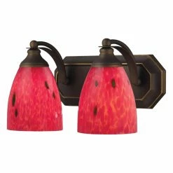 Top 10 🛒 Transitional Elk Lighting Bath And Spa 570-2 Bathroom Vanity Light With Fire Red Glass 👍