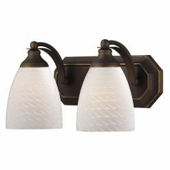 Discount 👏 Transitional Elk Lighting Bath And Spa 570-2 Bathroom Vanity Light With White Swirl Glass 🧨