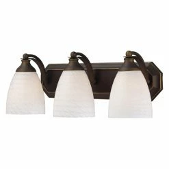 Budget 🎁 Transitional Elk Lighting Bath And Spa 570-3 Bathroom Vanity Light With White Swirl Glass 🔥