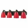 Best deal 😉 Transitional Elk Lighting Bath And Spa 570-4 Bathroom Vanity Light With Fire Red Glass 🛒