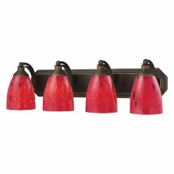 Best deal π Transitional Elk Lighting Bath And Spa 570-4 Bathroom Vanity Light With Fire Red Glass π