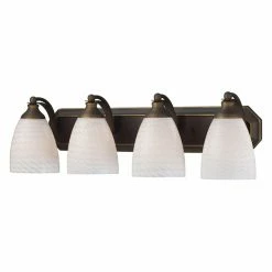 Cheapest 🌟 Transitional Elk Lighting Bath And Spa 570-4 Bathroom Vanity Light With White Swirl Glass 🎁
