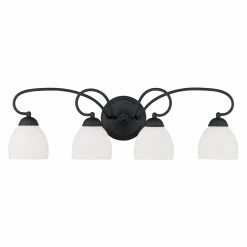 New ✔️ Livex Lighting Transitional Livex Brookside 4754-04 4-Light Bath Light In Black 🎁