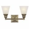 New 😍 Livex Lighting Modern / Contemporary Livex Mission 1032-01 2-Light Bathroom Wall Light 9.5H In. Antique Brass 🔥 -Vaxcel Shop masterLXL377