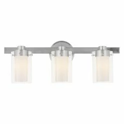 Discount ⌛ Livex Lighting Modern / Contemporary Livex Manhattan 1543-91 3-Light Bathroom Wall Light - 22.5W In. - Brushed Nickel ⌛