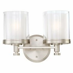 Outlet ⌛ Transitional Nuvo Decker 60/4642 2-Light Vanity - 13.75W In. - Brushed Nickel 🔥