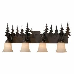 Discount ⭐ Rustic / Southwestern Vaxcel Bryce 4-Light Vanity - 33W In. Burnished Bronze 👍