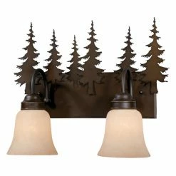 Buy 👍 Rustic / Southwestern Vaxcel Yosemite 2-Light Vanity - 16.62W In. Burnished Bronze ✔️