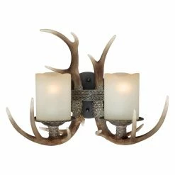 Best deal ❤️ Rustic / Southwestern Vaxcel Yoho 2-Light Vanity - 16.75-watt In. Black Walnut 👍