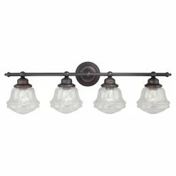 Best Sale ⌛ Industrial Vaxcel Huntley W0191 4 Light Bathroom Vanity Light 🎉