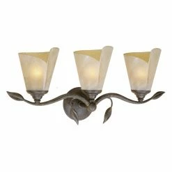 Best deal 🛒 Traditional Vaxcel Capri 3-Light Vanity Light With Excavation Glass - 23.25W In. Black Walnut ❤️